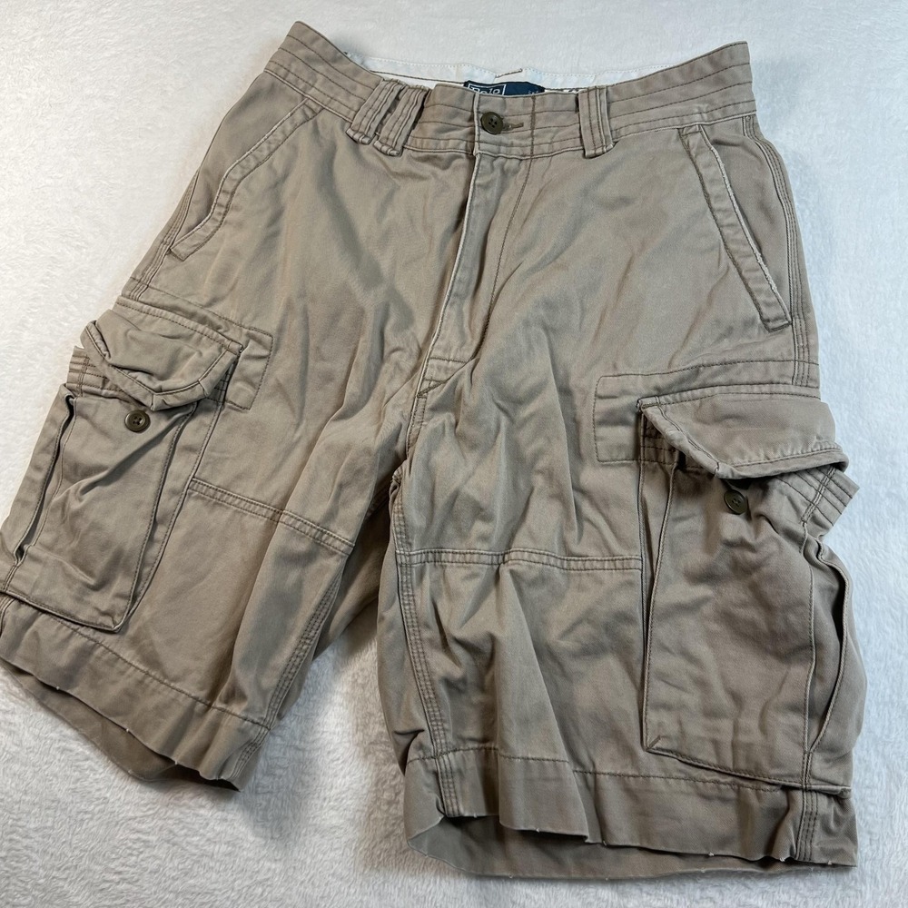 Polo Ralph Lauren Shorts Mens 34 Beige 11 In Inseam Cargo Classic Fit Baggy